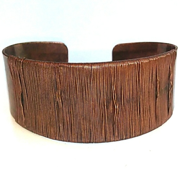 VINTAGE Wire Wrapped Solid Copper Cuff Bracelet - Picture 3 of 8